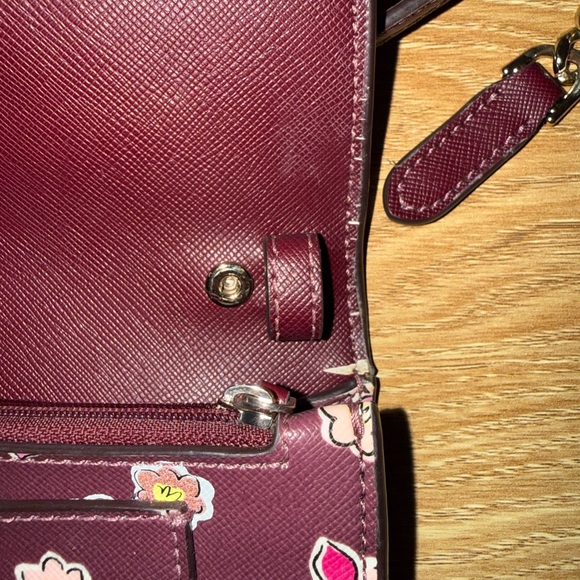 Kate Spade Tinsel Frosted Deep Berry Floral Flap Crossbody Clutch bag - Picture 16 of 16